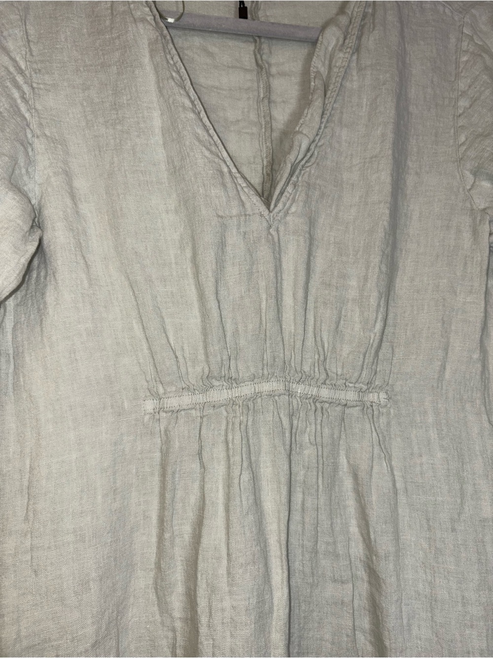 Zara Pale Green V-Neck Linen Midi Dress - Picture 4 of 7